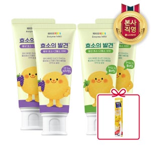 [N단독] 페리오키즈 효소의발견 1450 치약 트로피칼민트향 2개 + 퓨어민트향 2개 + (증정) 페리오 3단계 피카츄 칫솔 1입