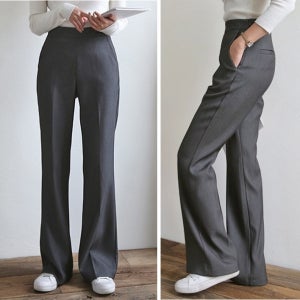 하이웨스트 세미 부츠컷 와이드 슬랙스 팬츠 여자슬랙스 봄 가을 정장바지 오피스룩 키작녀