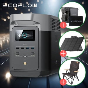 에코플로우 델타2 맥스 파워뱅크 태양광220W+릴렉스체어+수납가방 패키지 세트 인산철 캠핑 차박 보조배터리