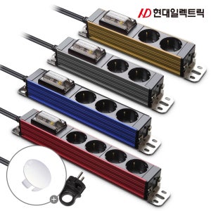 현대 국내생산 서버탭 멀티탭 2구 3구 4구 6구 1.5M 3M 5M 알루미늄 과부하차단 누전차단 고용량 3500W KC인증 + 안전캡