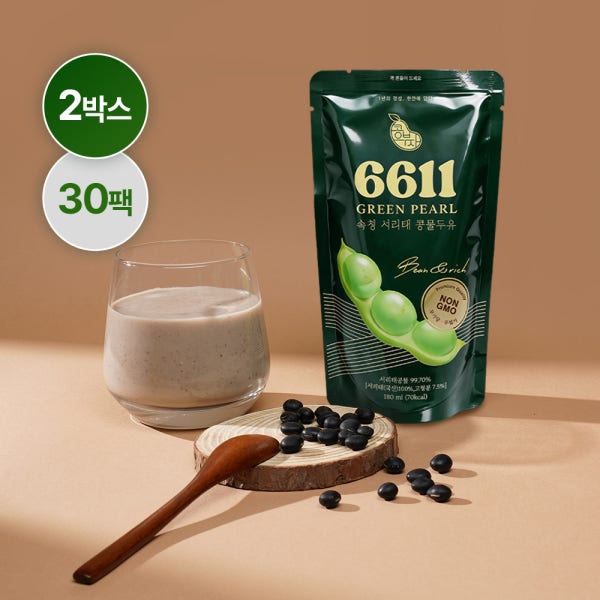 콩부자 두유 서리태 콩물 최고급 6611 새바람콩 맷돌 무설탕 고단백 2박스 30개입