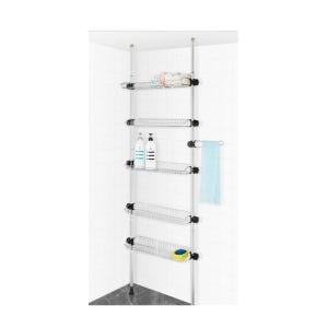 욕실 다자녀 욕실용품 완벽정리 기둥식 정리선반5단 틈새 무타공선반 녹없는 벽선반