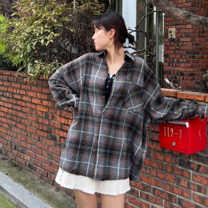 올핏클로젯 5XL 남녀공용 쿠키 BIG 체크 남방 빅사이즈