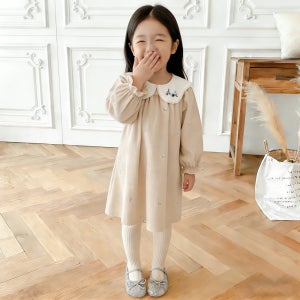 여아 골덴 플라워 원피스 유아 아기 여자아이 어린이 초등학생 간절기 하객룩 북유럽풍 촬영룩