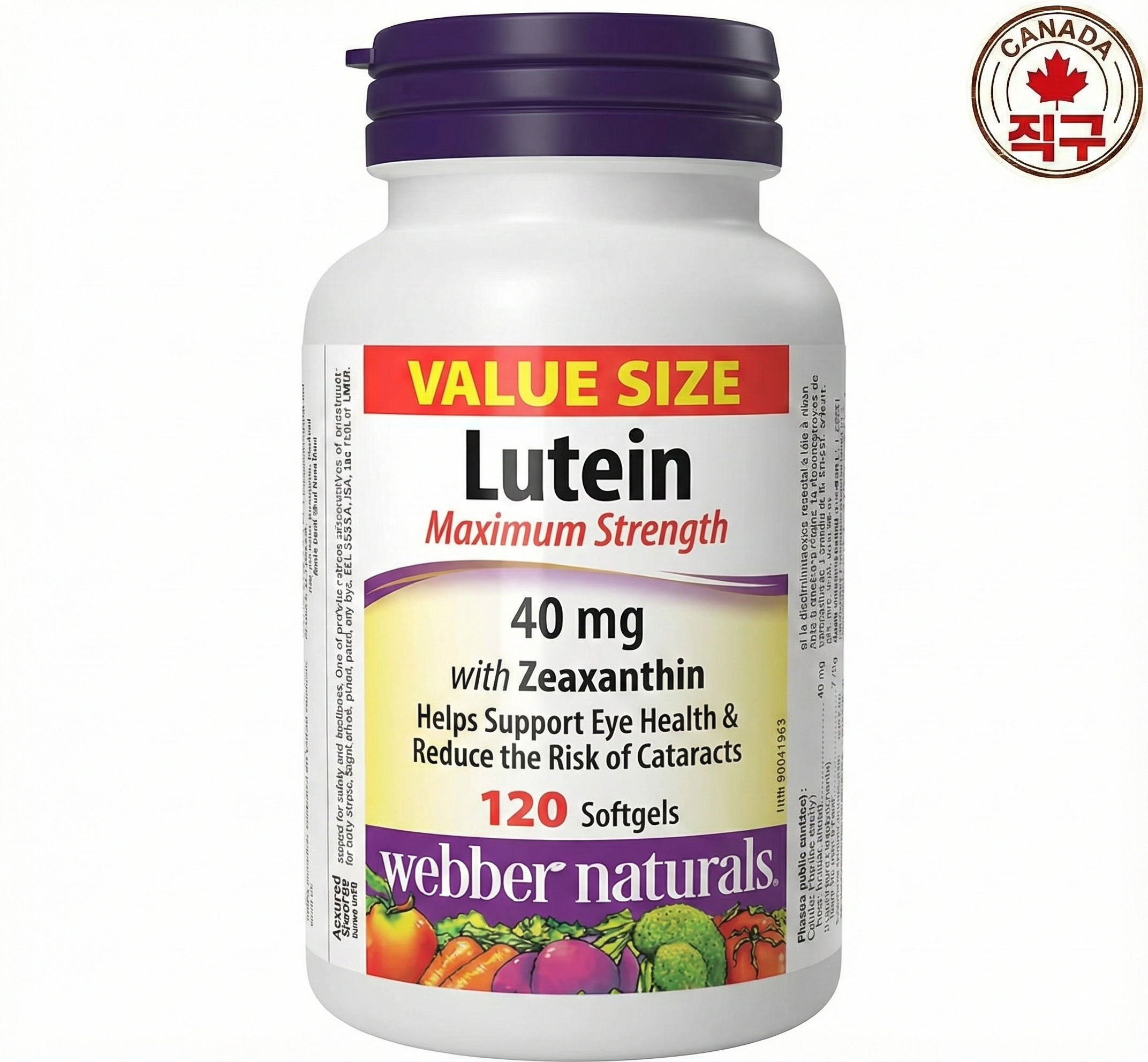 [캐나다 직구] <b>웨버내추럴</b> 루테인 지아잔틴 40mg (맥시멈 스트렝스) 120정, 1개
