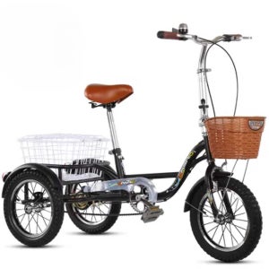 삼륜 자전거 3륜 짐칸 등받이 시트 세발 어르신 3발 14인치 핑크