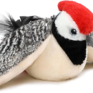 토시렐로 플라피 버드 고양이 장난감 모의 비행 실제 비행이 아닌 모션 활성화 지저귀기 및 펄럭이는 날개 새 실내 고양이를 위한 현실적인 인터랙티브 캣닙 Bird Dark Grey