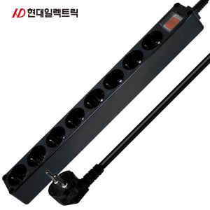 현대 국내생산 블랙 멀티탭 8구 1.5M 2.5M 5M PVC 과부하차단기(양극차단) KC인증