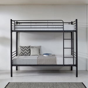 브라보가구 루디 분리형 철제 이층침대 프레임, S(싱글), 블랙