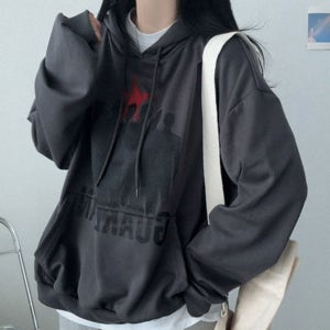 빈티지 가디언 레터링 여성 오버핏 후드티 스트릿 루즈핏 Y2K 후드