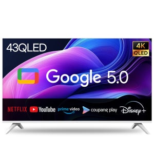 티브이지 109cm(43인치) QLED 4K UHD 구글 5.0 스마트TV 화이트에디션 1등급티비 중소기업TV