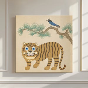 민화 대형 액자 풍수 인테리어 집들이 선물 / 02 수호의 호랑이와 까치 80x80cm