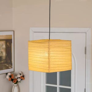 빈티지 아카리 사각 천장조명 일본감성 한지 무드등 식탁 침실 펜던트램프 화이트 33cm