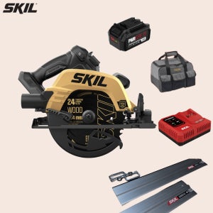 스킬 충전 원형톱 골드에디션 20V 184mm 배터리1개 레일 포함 가방 포함 세트