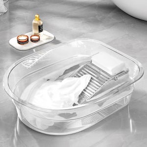 마켓플랜 일체형 투명 대야 빨래판