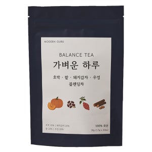 모던구루 돼지감자 우엉 호박팥차 카페인없는 붓기 빠지는 빼는 차 성형후 임산부 출산 20입
