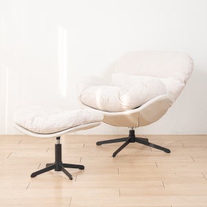 멜루나 안락의자 수유 독서 패브릭 회전 쇼파 베이지+베이지+스툴