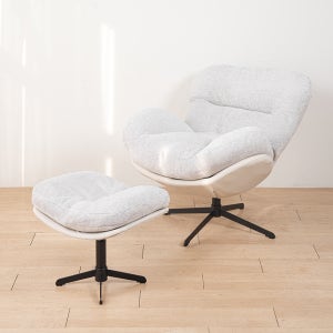 멜루나 안락의자 수유 독서 패브릭 회전 쇼파 그레이+베이지+스툴