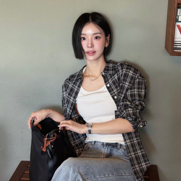 [시야쥬] SITP5246 소프트 멀티 체크 셔츠_Black
