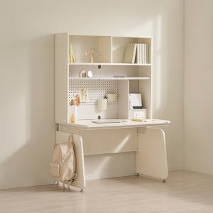 에몬스 아이누리 1200폭 단독형 화이트 책상세트 (멀티선반포함) 학생책상 공부책상