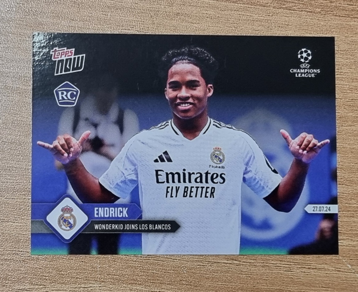 엔드릭 루키카드 2024 Topps NOW UEFA Champions League Endrick Wonderkid joins Los Blancos RC NO-142 축구카드