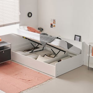 상일리베가구 플로 원룸 무헤드 반자동 리프트업 수납 침대프레임 SS(슈퍼싱글)