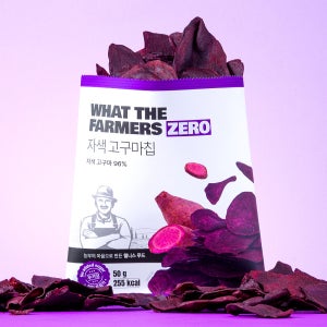 왓더파머스 제로 첨가물 ZERO설탕 저당과자 건강간식 자색 고구마칩, 50g, 18개