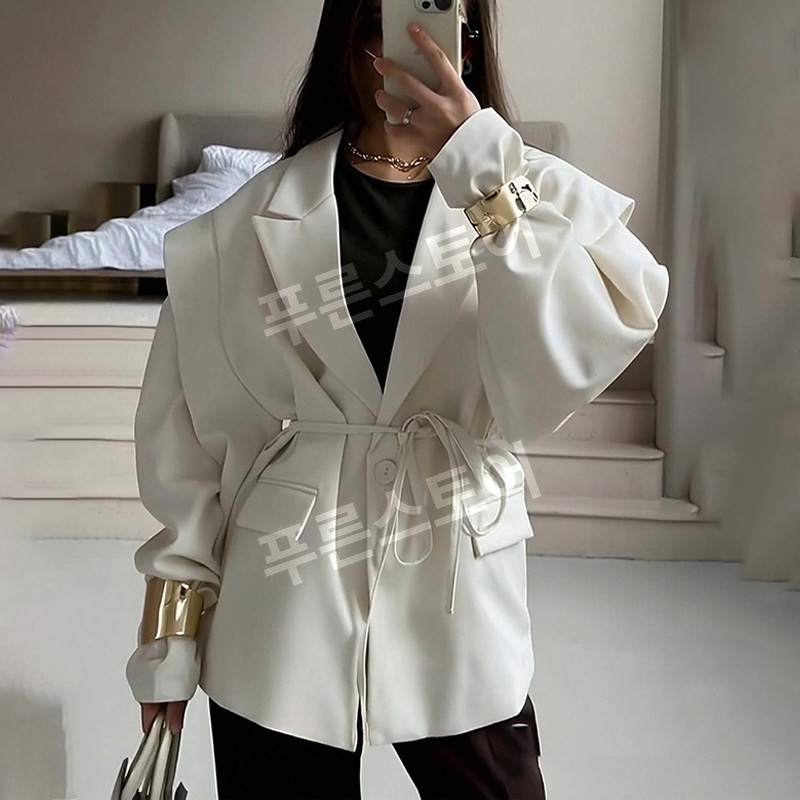 여성 V넥 레이스업 블레이저
