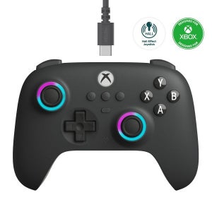 8비트도 궁극의 유선 컨트롤러 for Xbox with 홀 효과 조이스틱과 트리거 RGB 조명 불꽃 링 시리즈 XS 원 Windows 10/11과 호환 - 공식 라이선스 (다크 그