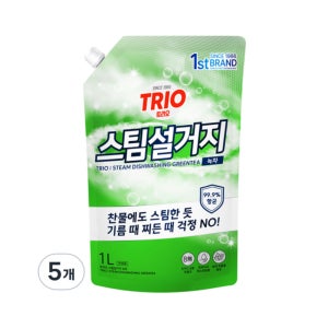 트리오 스팀설거지 녹차 1L파우치 1L, 5개