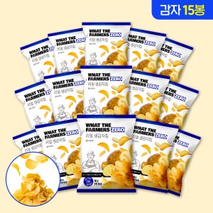 왓더파머스 제로 첨가물 ZERO설탕 저당 저염 건강간식 리얼 생감자칩, 40g, 15개