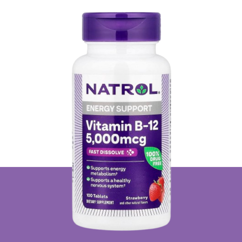 <b>나트롤 시아노코발라민</b> 비타민 B12 속붕해 맥시멈 강도 딸기 맛 5000mg 100정