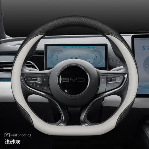 BYD 씨7 핸들커버 미끄럼방지 가죽, D형-올 블랙