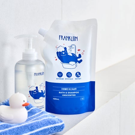 프랭클린 바스앤샴푸 리필 450ml 신생아 아기 바디워시 고농축 올인원 탑투토