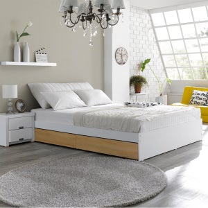 브라보가구 루카스 2단 수납 침대 프레임 S(싱글), 화이트/오크