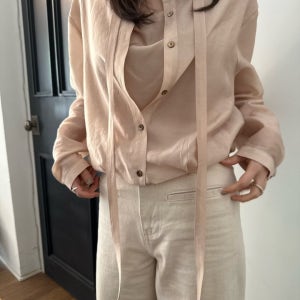 특가세일 당일 25fw 브론즈 베로 블라우스 타이 긴팔블라우스