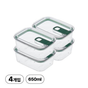 리브비 국내생산 모듈러 신소재 에코젠 반찬통 밀폐용기 650ml, 그린, 4개
