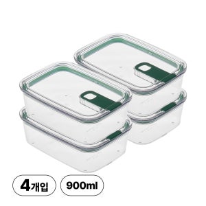 리브비 국내생산 모듈러 신소재 에코젠 반찬통 밀폐용기 900ml, 그린, 4개