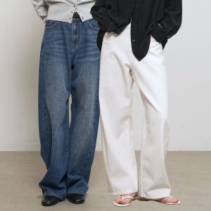 [제너럴아이디어 WOMAN] 워싱 커브드 데님 팬츠 [2COL] / GF1LPT509