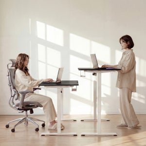 모디슨 모션데스크 전동높이조절 원목 스탠딩책상 싱글모터 화이트 블랙우드 1000 설치포함