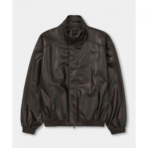 [정품] 엑스컨테이너 하이넥 PU 레더 블루종 자켓 (DARK BROWN) 997543