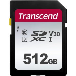 트랜센드 Transcend SD카드 512GB UHS-I U3 V30 클래스10 최대 100MB/s TS512GSDC300S-E