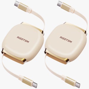 리즈템 1+1 CTOC케이블 240w 초고속 충전 릴케이블 베이지, 2개, 1m
