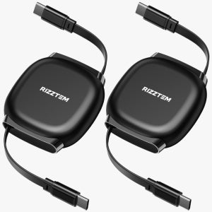 리즈템 1+1 CTOC케이블 240w 초고속 충전 릴케이블 블랙, 2개, 1m