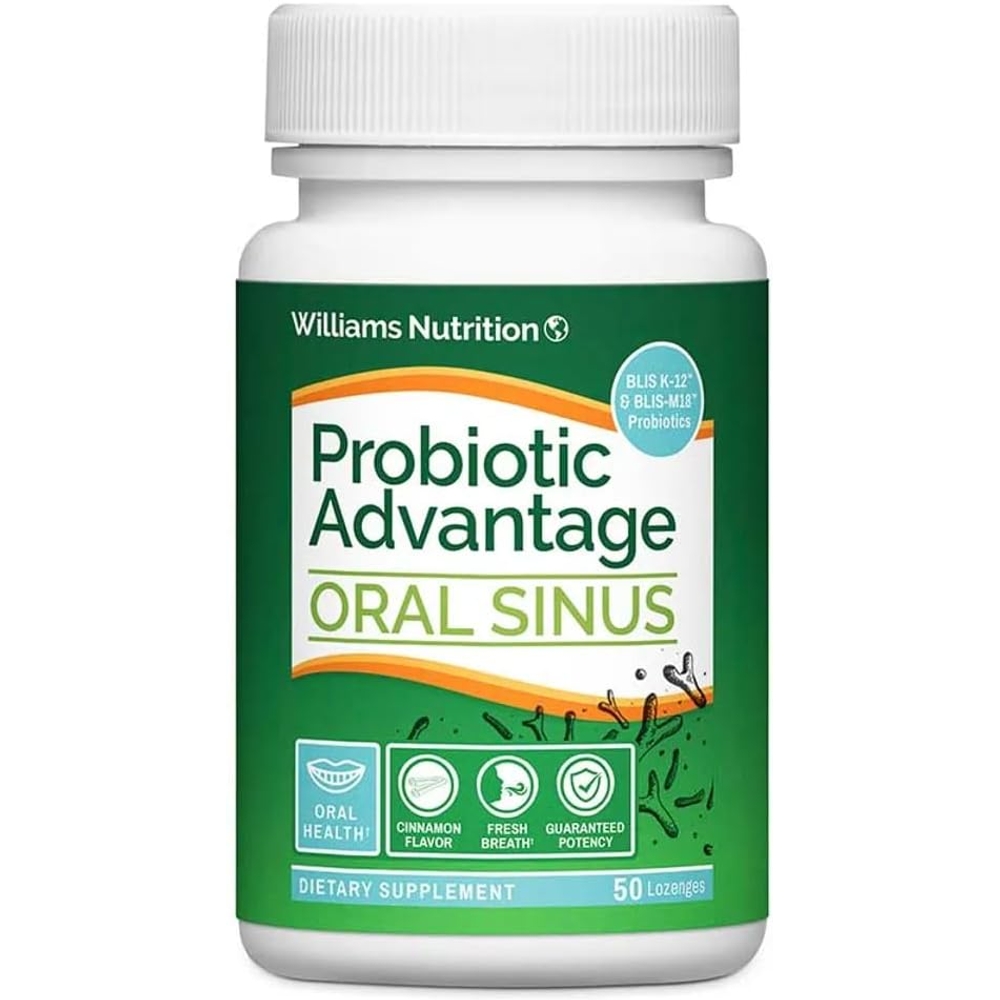 윌리엄스 <b>뉴트리션</b> 프로바이오틱스 구강용 무설탕 시나몬 맛 50 로젠지