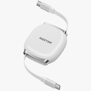 리즈템 C TO C타입 240w 초고속 충전케이블 1m 릴케이블 7단 길이조절 화이트