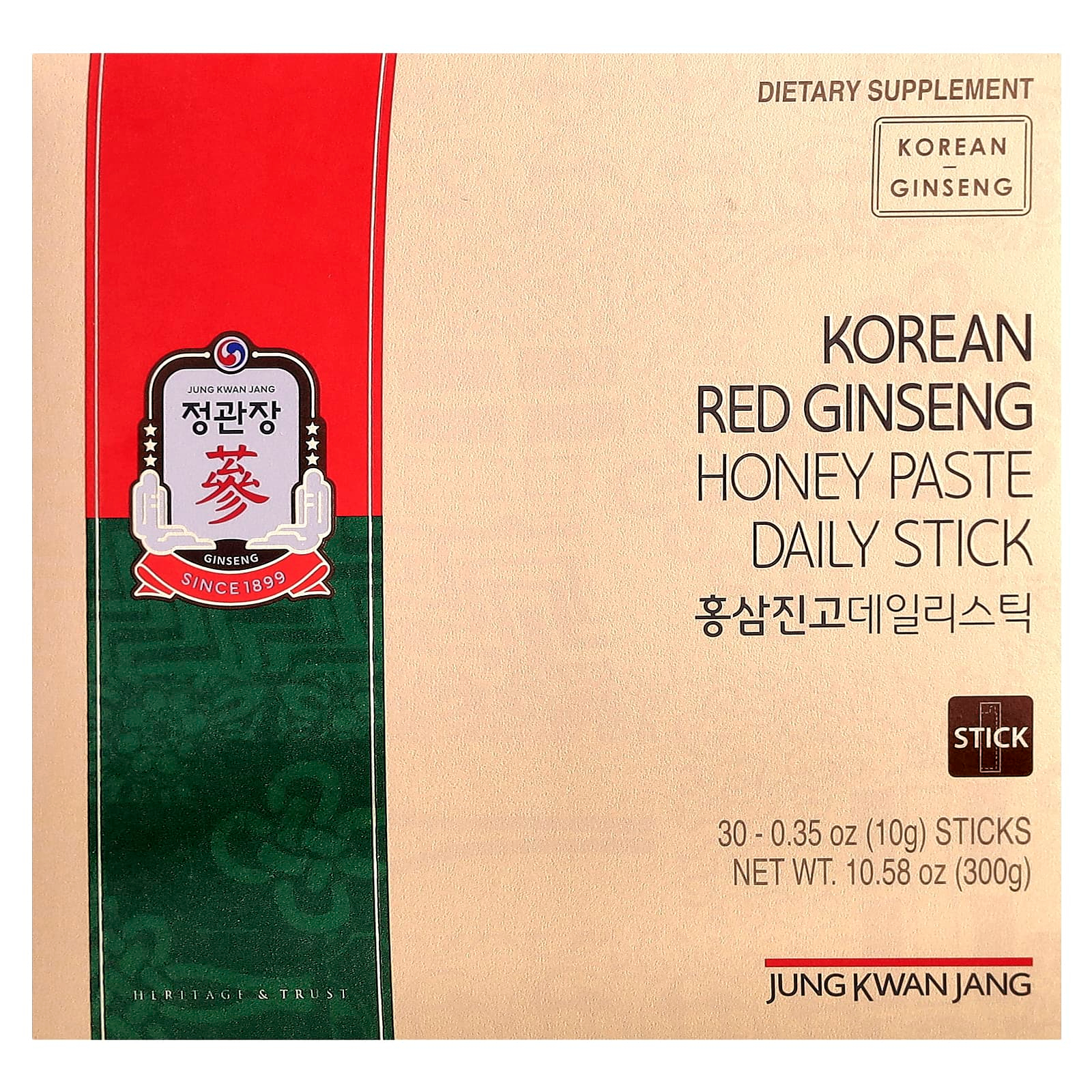 정관장 한국산 <b>홍삼</b>꿀 페이스트 <b>데일리</b> <b>스틱</b>, 30개입, 개당 <b>10g</b> KRG-01485