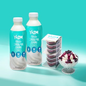 요즘 마시는 그릭요거트 플레인 750ml 2병+블루베리 토핑 6개