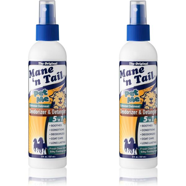 마네 테일 펫 미 데오드라이저 디탱글러와 리얼 콜로이드 오트밀 알로에 베라 스피룰리나 2팩