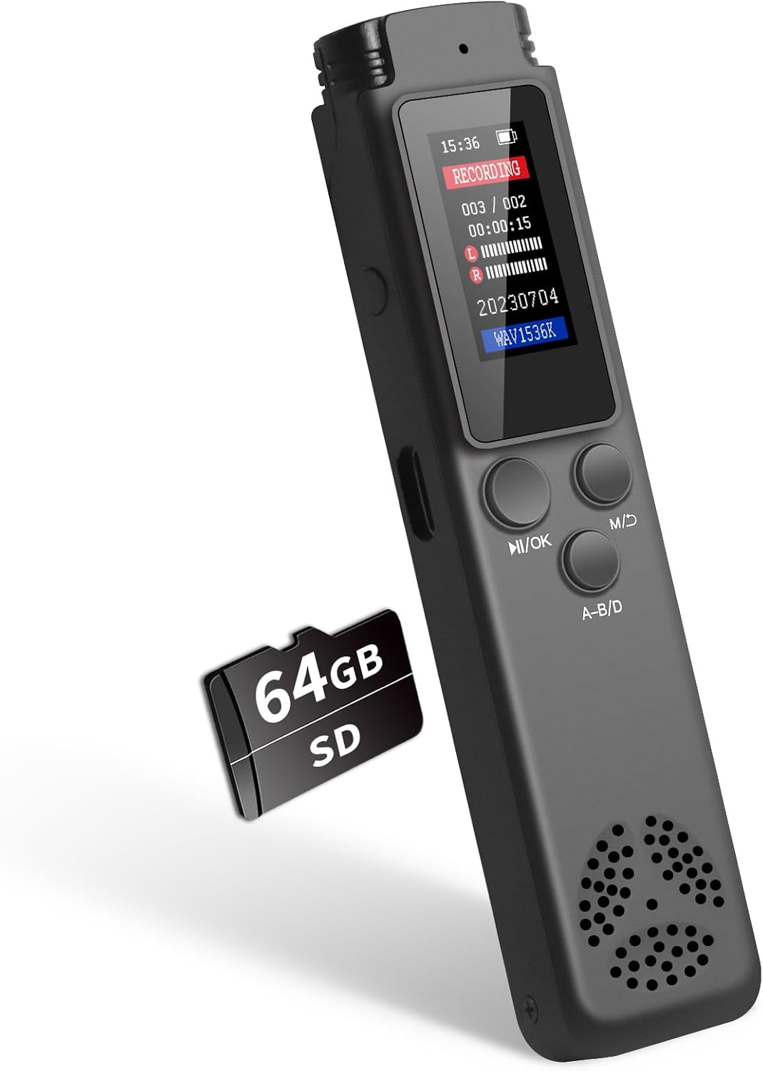 강의 회의용 64GB 디지털 음성 녹음기 활성화 재생 기능이 있는 오디오 비밀번호 가변 속도 테이프 USB 충전기 MP3
